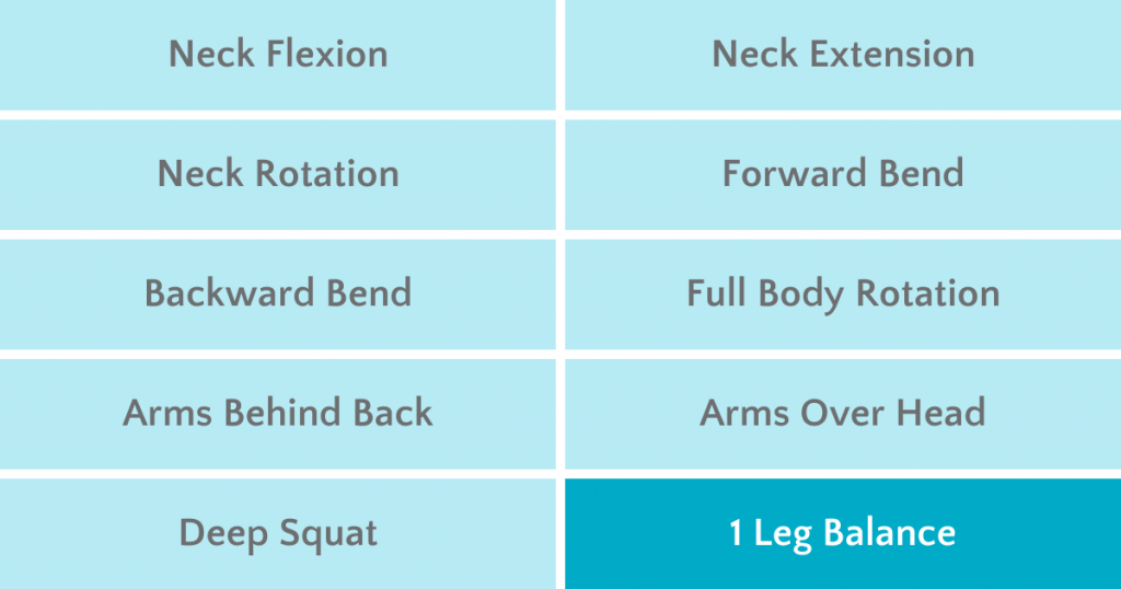 single leg balance table